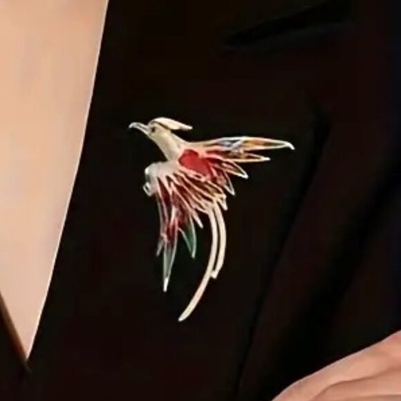 COLORFUL PHOENIX BROOCH - Picture 1 of 2